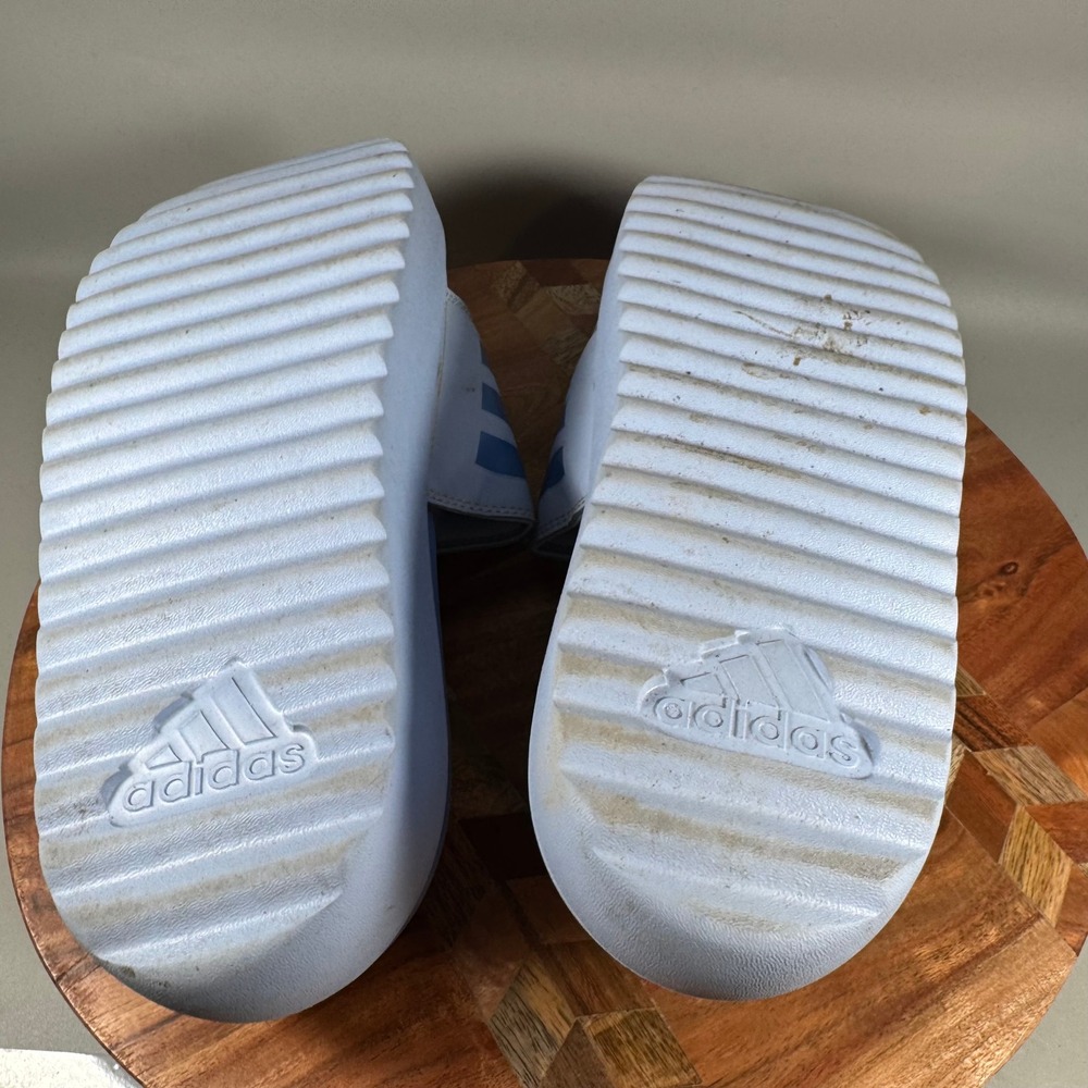 Adidas Adilette Platform Slides Women 11 Blue Dawn White Sandals HQ6181 - Picture 5 of 6